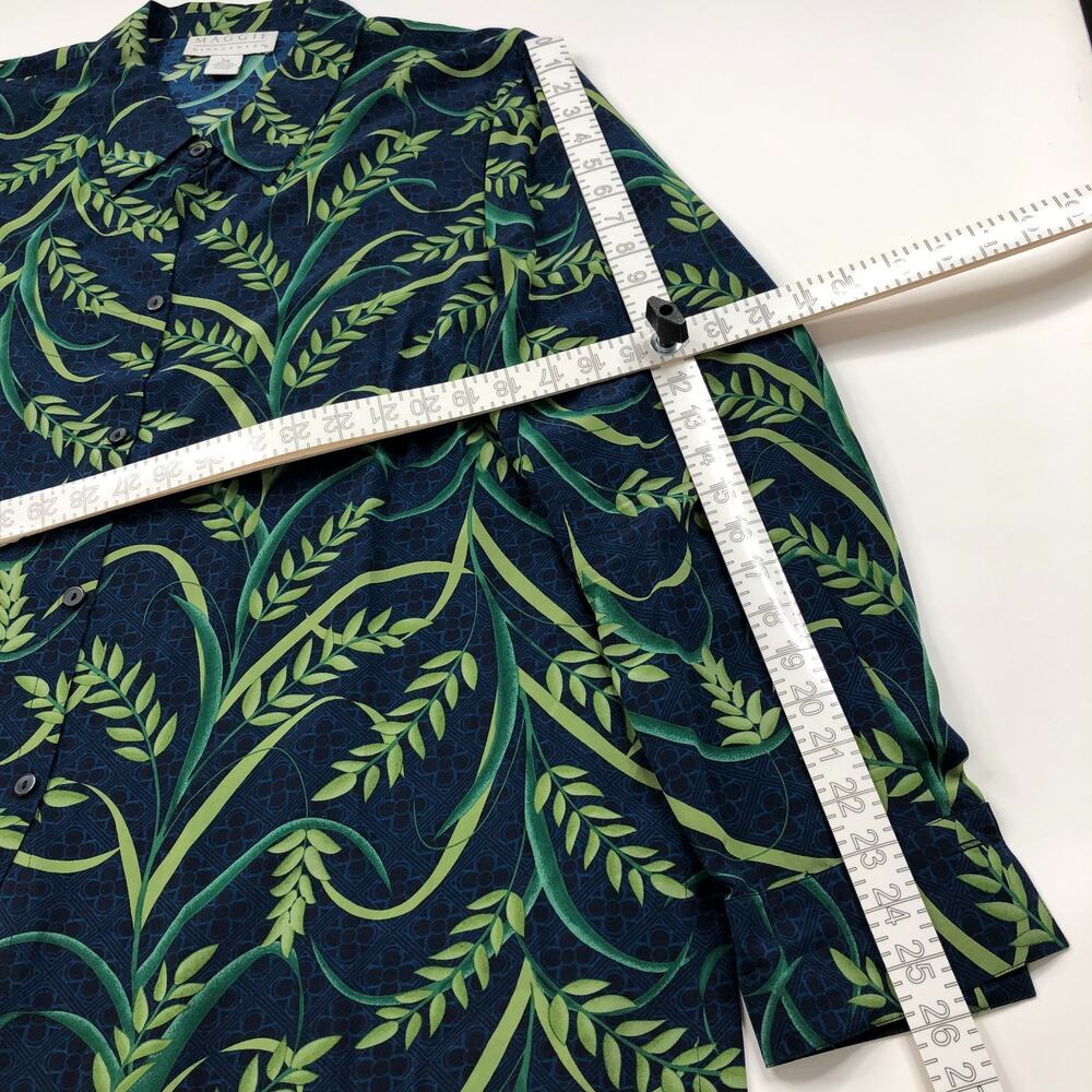 Maggie McNaughton 100% Silk Plus 3X Button Long Sleeve Shirt Floral Blue MINT - Picture 4 of 8